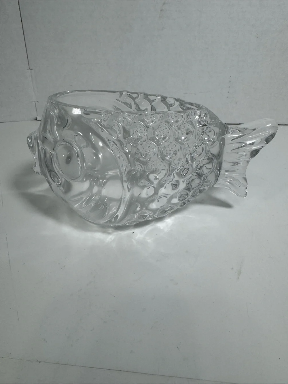 Whimsical Clear Glass Fish Vessel, Cocktail Glass, Candy Dish, Trinket Holder